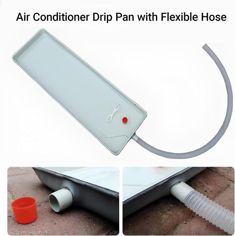 ZFDGHF Air Conditioner Drip Pan with Drain Tubing, Portable Condensate Water Drip Tray Universal Window AC Drain Kit for Indoor Outdoor Split Air Conditioners (31.9x9.4in) - Image 3